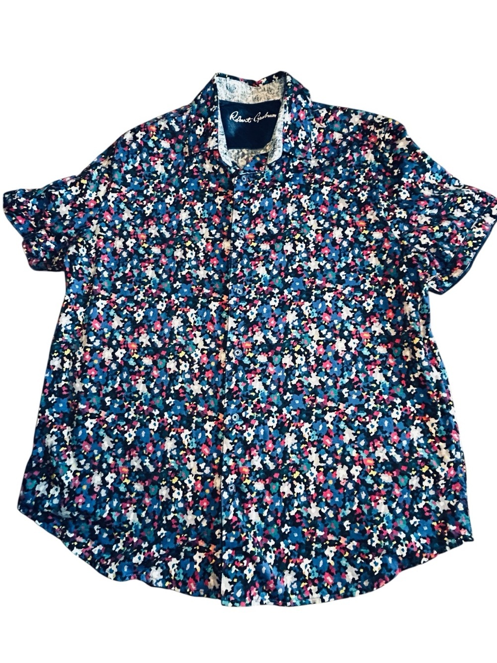 Robert Graham Navy Multi Floral Short-Sleeve Button-Up
